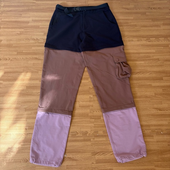 Outdoor Voices Pants - Outdoor Voices Colorblock Womens Zip-Off Pants Multi Color Navy/Taupe/Lavender
